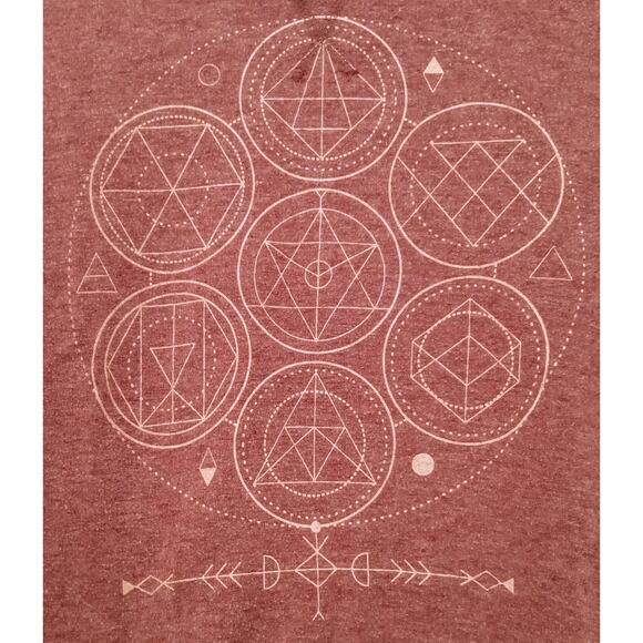 Zoe + Liv Women's Hoodie Geometric Symbols Burgundy Pullover Sweatshirt SZ M - Picture 2 of 6